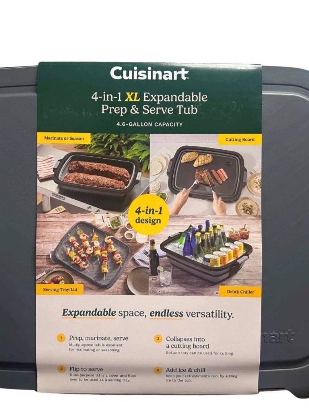 uisinart 4-in-1 XL 4.6 Gallon
Expandable Prep and Serve Tub